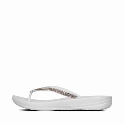 Fitflop Iqushion Sparkle Ergonomic - Flip Flops Damen - Weiß (XDU983506)